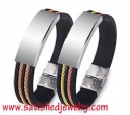 Silicone Stainless steel Bracelets - LEATHER0020