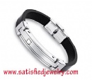 Silicone Stainless steel Bracelets - LEATHER0043