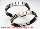 Silicone Stainless steel Bracelets - LEATHER0059