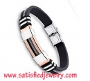 Silicone Stainless steel Bracelets - LEATHER0072